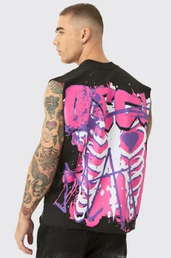 Boxy OFCL Ribcage Print Tank | BoohooMAN UK
