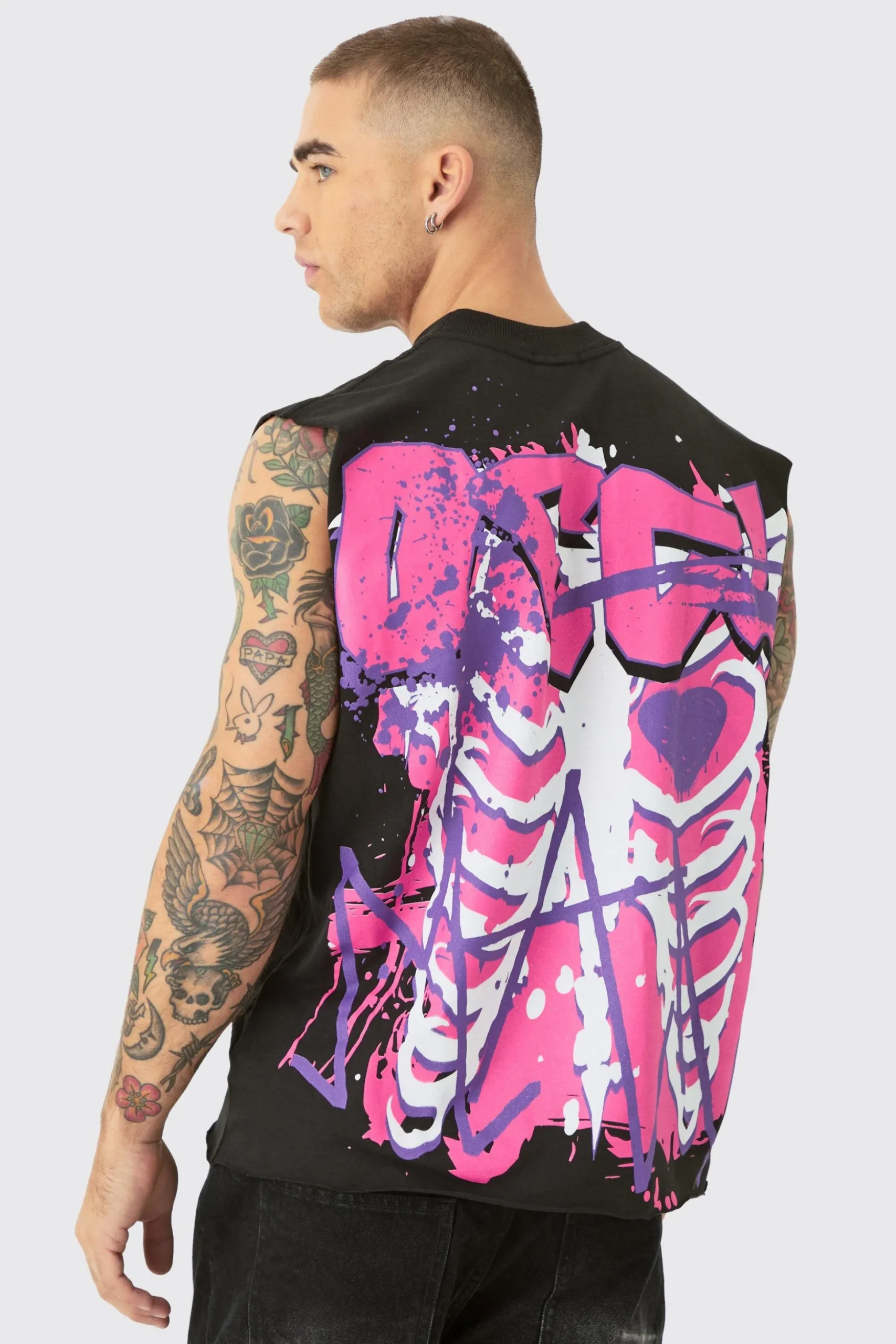 Boxy OFCL Ribcage Print Tank | BoohooMAN UK