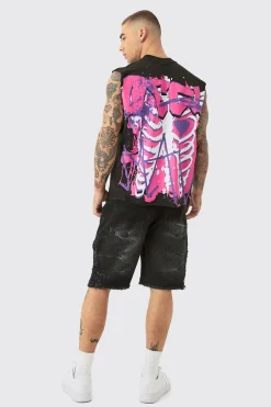 Boxy OFCL Ribcage Print Tank | BoohooMAN UK