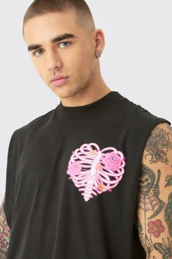 Boxy OFCL Ribcage Print Tank | BoohooMAN UK
