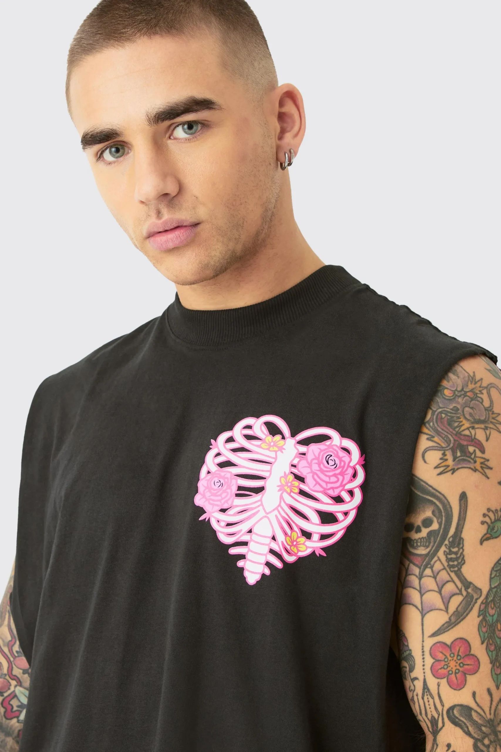 Boxy OFCL Ribcage Print Tank | BoohooMAN UK