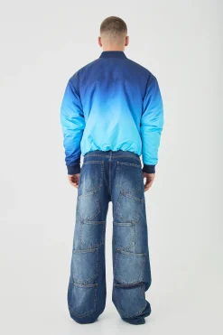 Boxy Ombre Bomber Jacket In Blue | BoohooMAN UK