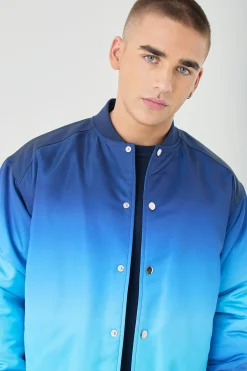 Boxy Ombre Bomber Jacket In Blue | BoohooMAN UK