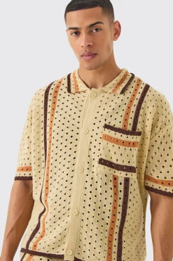 Boxy Open Stitch Polo Trouser Knitted Set | BoohooMAN UK
