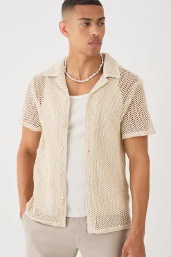 Boxy Open Stitch Shirt | BoohooMAN UK