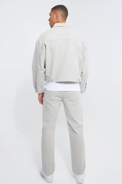 Boxy Overdyed Denim Trucker Jacket And Jeans Co-ord | BoohooMAN UK