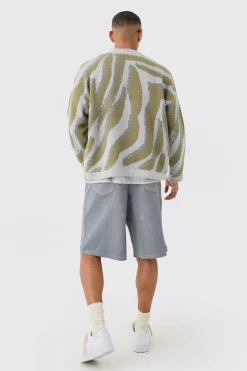 Boxy Oversized Brushed Abstract All Over Cardigan | BoohooMAN UK