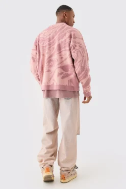 Boxy Oversized Brushed Abstract All Over Cardigan | BoohooMAN UK