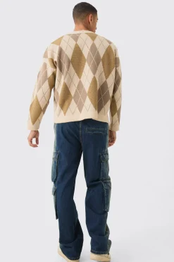 Boxy Oversized Brushed Check All Over Cardigan | BoohooMAN UK