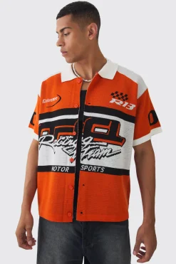 Boxy Oversized Moto Knitted Shirt | BoohooMAN UK