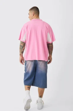 Boxy Oversized Moto Racing Stripe Knitted Shirt | BoohooMAN UK