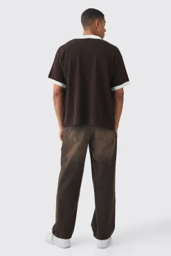 Boxy Oversized Moto Racing Knitted Shirt | BoohooMAN UK