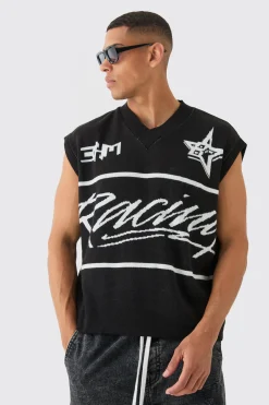 Boxy Oversized Moto V Neck Vest | BoohooMAN UK