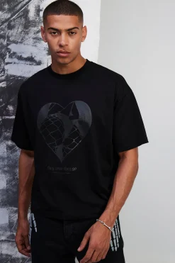 Boxy Oversized Premium Silicone Print T-shirt | BoohooMAN UK