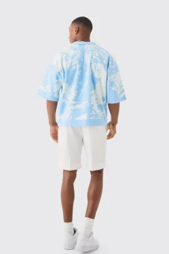 Boxy Oversized Renaissance Graphic Knit Polo | BoohooMAN UK