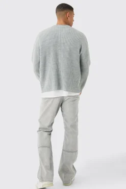 Boxy Oversized Ribbed Knit Bomber | BoohooMAN UK