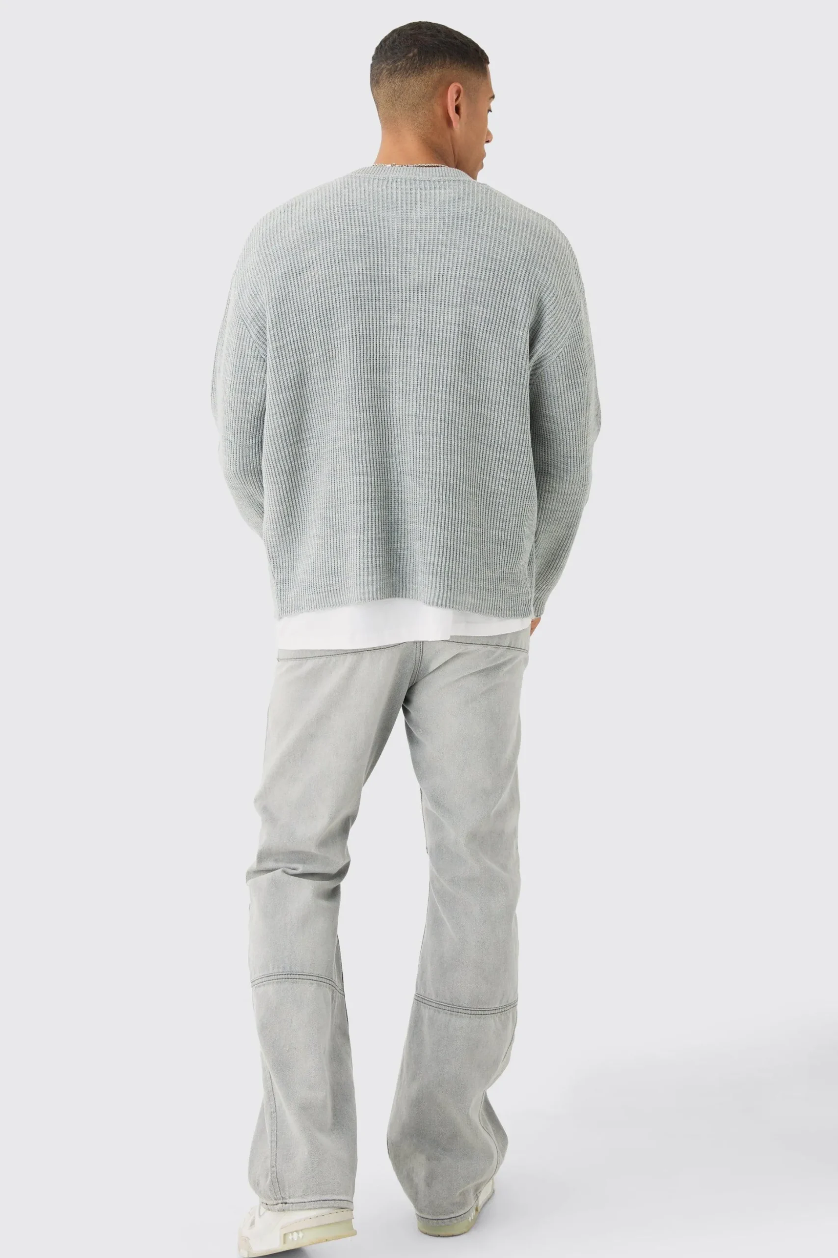 Boxy Oversized Ribbed Knit Bomber | BoohooMAN UK