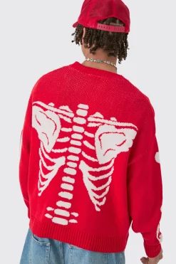 Boxy Oversized Skeleton Cardigan | BoohooMAN UK