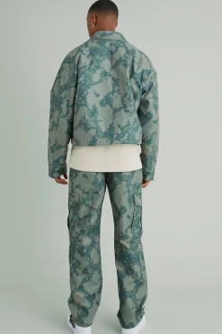 Boxy Pixelated Camo Harrington | BoohooMAN UK