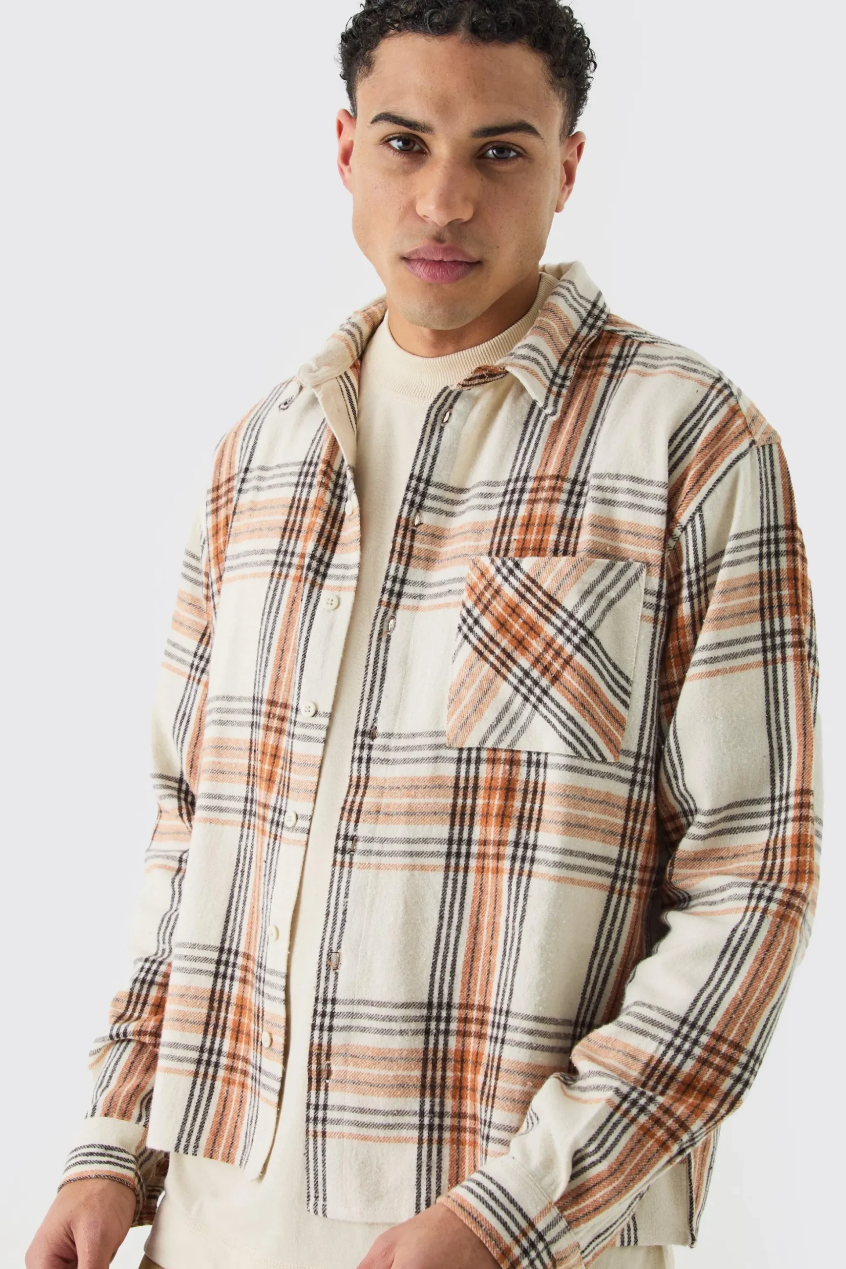 Boxy Pocket Check Shirt | BoohooMAN UK