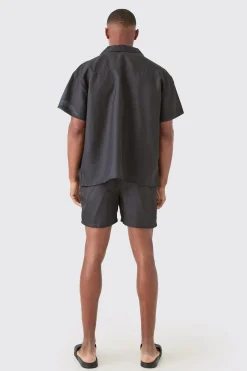Boxy Printed Shirt And Swim Short Set | BoohooMAN UK