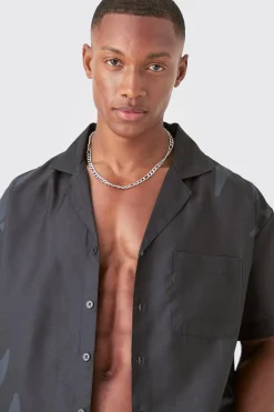 Boxy Printed Shirt And Swim Short Set | BoohooMAN UK
