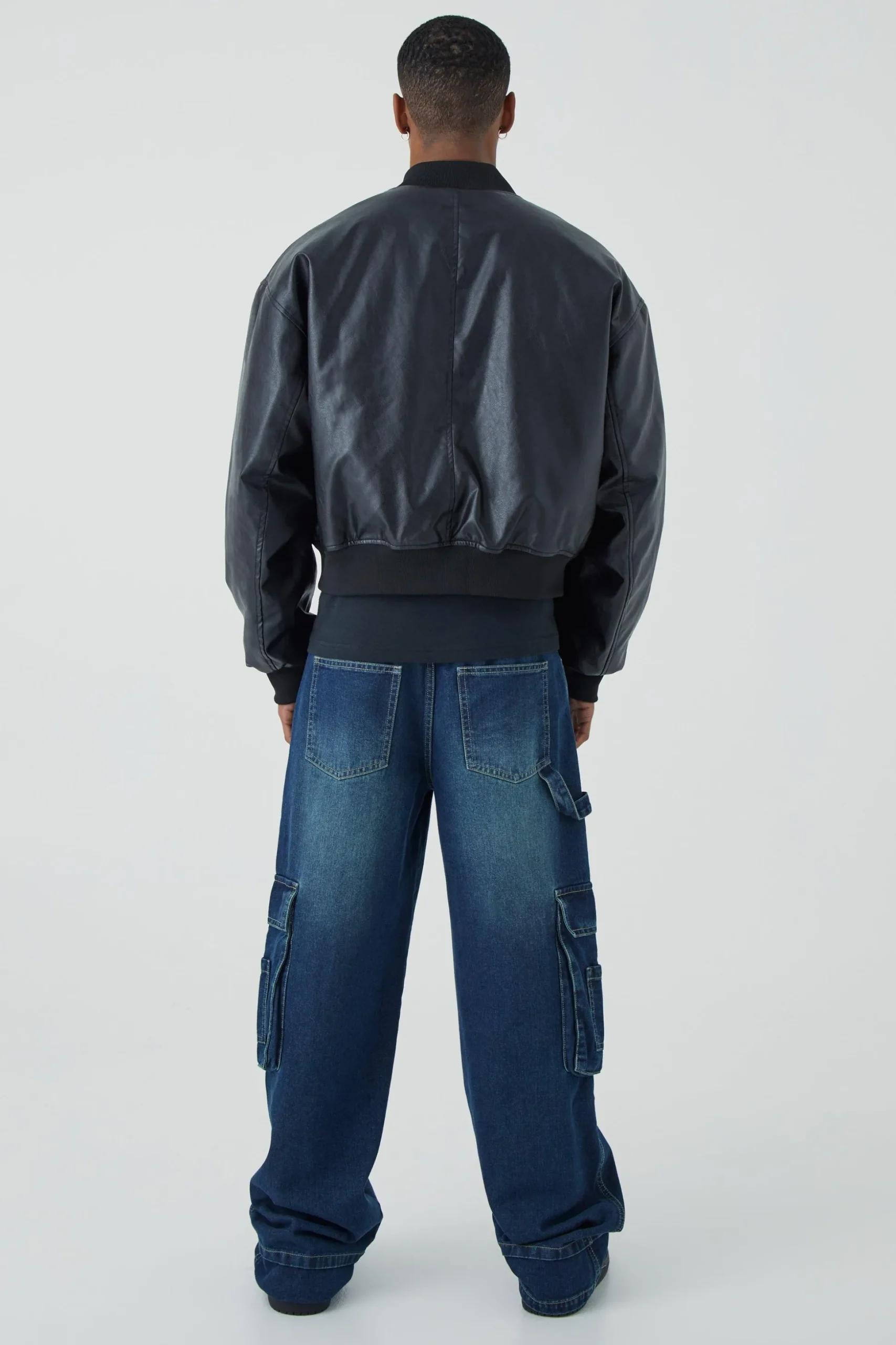 Boxy Pu Bomber With Zips | BoohooMAN UK