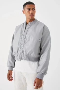 Boxy Pu Bomber With Zips | BoohooMAN UK