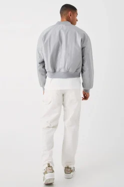 Boxy Pu Bomber With Zips | BoohooMAN UK