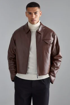 Boxy Pu Harrington | BoohooMAN UK