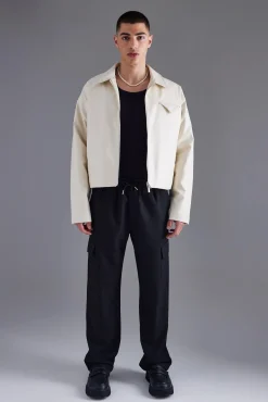 Boxy Pu Harrington | BoohooMAN UK