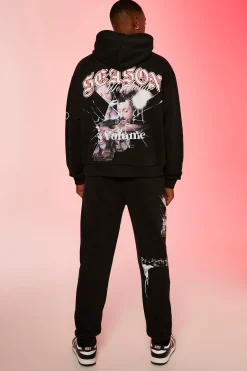 Boxy Renaissance Puff Print Hoodie | BoohooMAN UK