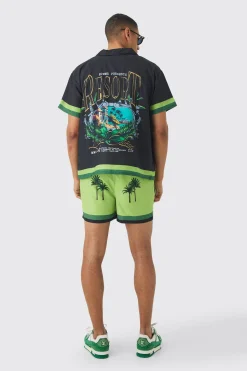 Boxy Resort Shirt & Swim Short Set | BoohooMAN UK