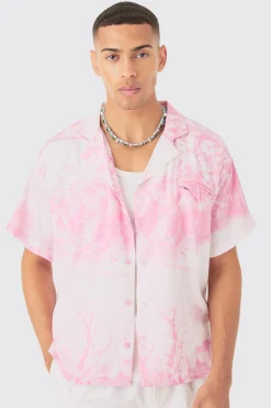 Boxy Revere Floral Short Sleeve Shirt | BoohooMAN UK