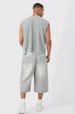 Boxy Ribbed V Neck Sweater Vest | BoohooMAN UK