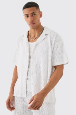 Boxy Ripple Pleated Shirt | BoohooMAN UK