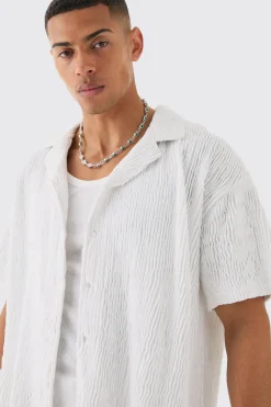 Boxy Ripple Pleated Shirt | BoohooMAN UK
