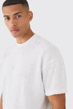 Boxy Ripple Pleated T-shirt And Short | BoohooMAN UK