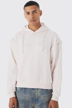Boxy Rope Eyelet Hoodie | BoohooMAN UK