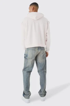 Boxy Rope Eyelet Hoodie | BoohooMAN UK