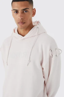 Boxy Rope Eyelet Hoodie | BoohooMAN UK