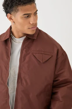 Boxy Satin Collared Bomber | BoohooMAN UK