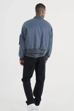 Boxy Satin Padded Ma1 Bomber Jacket | BoohooMAN UK