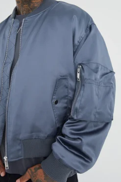 Boxy Satin Padded Ma1 Bomber Jacket | BoohooMAN UK