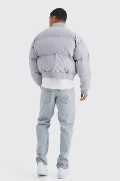 Boxy Sheen Volume Padded Bomber | BoohooMAN UK