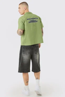 Boxy Short Sleeve Moto Poplin Shirt | BoohooMAN UK