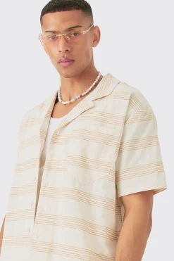 Boxy Short Sleeve Open Weave Shirt & Short Set | BoohooMAN UK