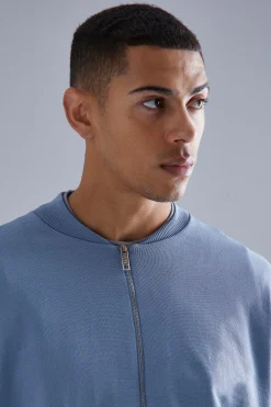 Boxy Smart Knitted Bomber | BoohooMAN UK