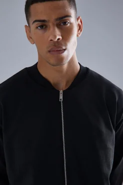 Boxy Smart Knitted Bomber | BoohooMAN UK