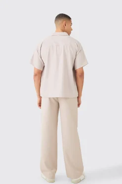 Boxy Soft Twill Cartoon Leaf Embroidered Shirt | BoohooMAN UK